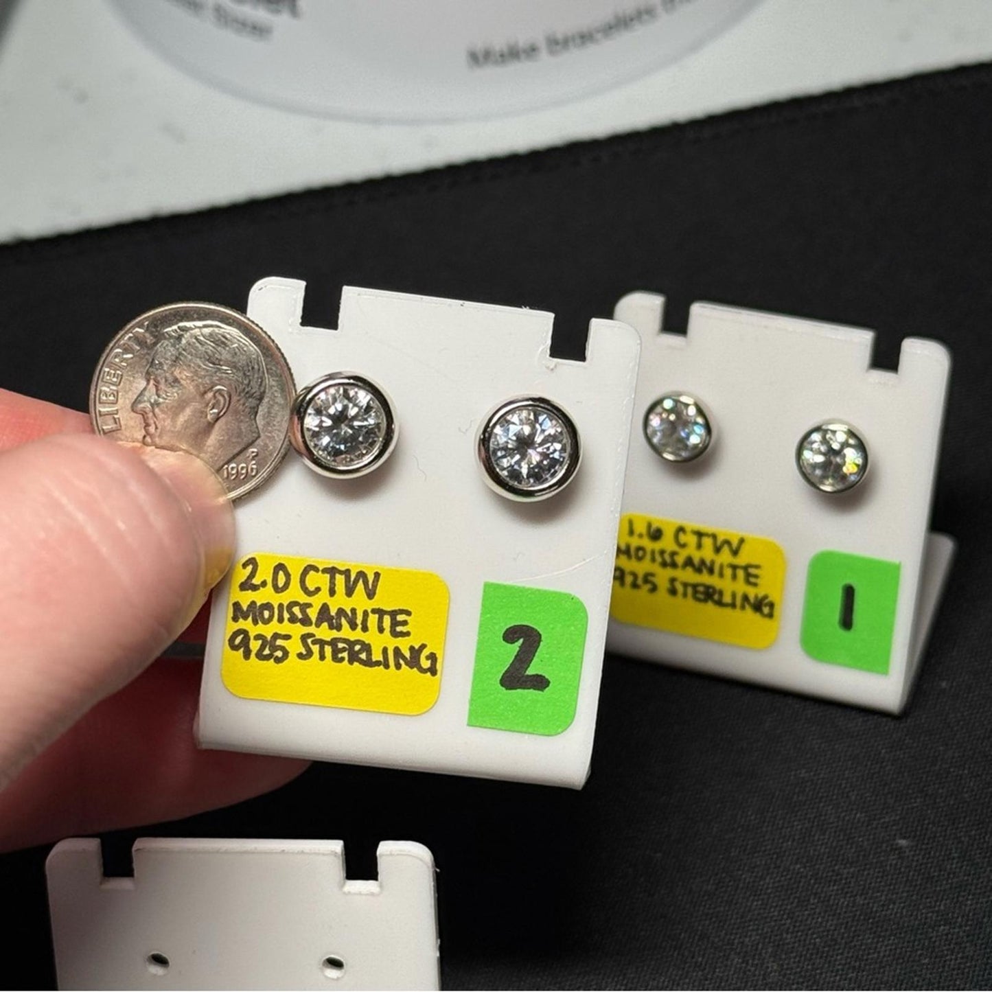 2.00 carat Moissanite 925 Sterling Silver Stud Earrings with Screw Backs