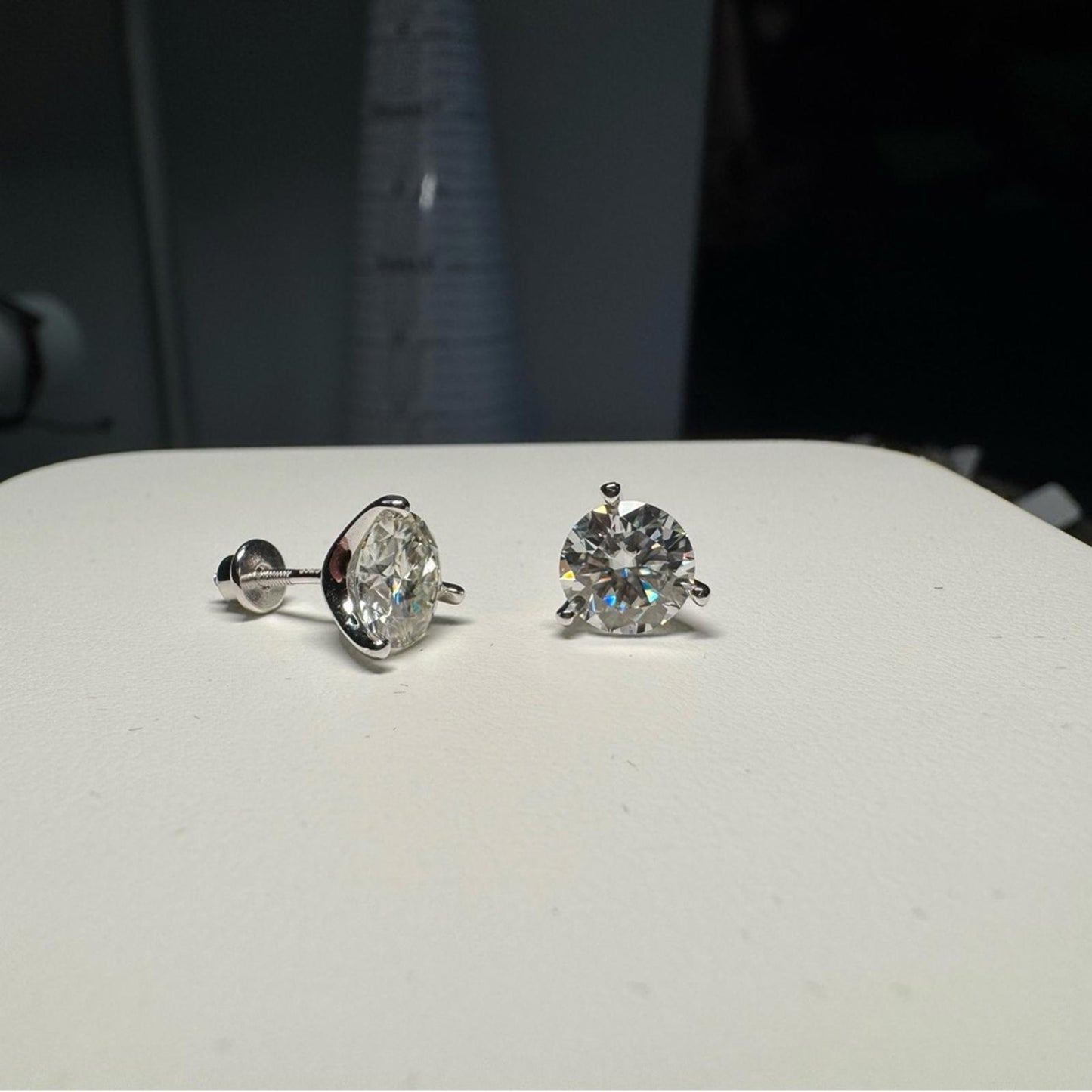 3.00 carat Moissanite 925 Sterling Silver Stud Earrings with Screw Backs