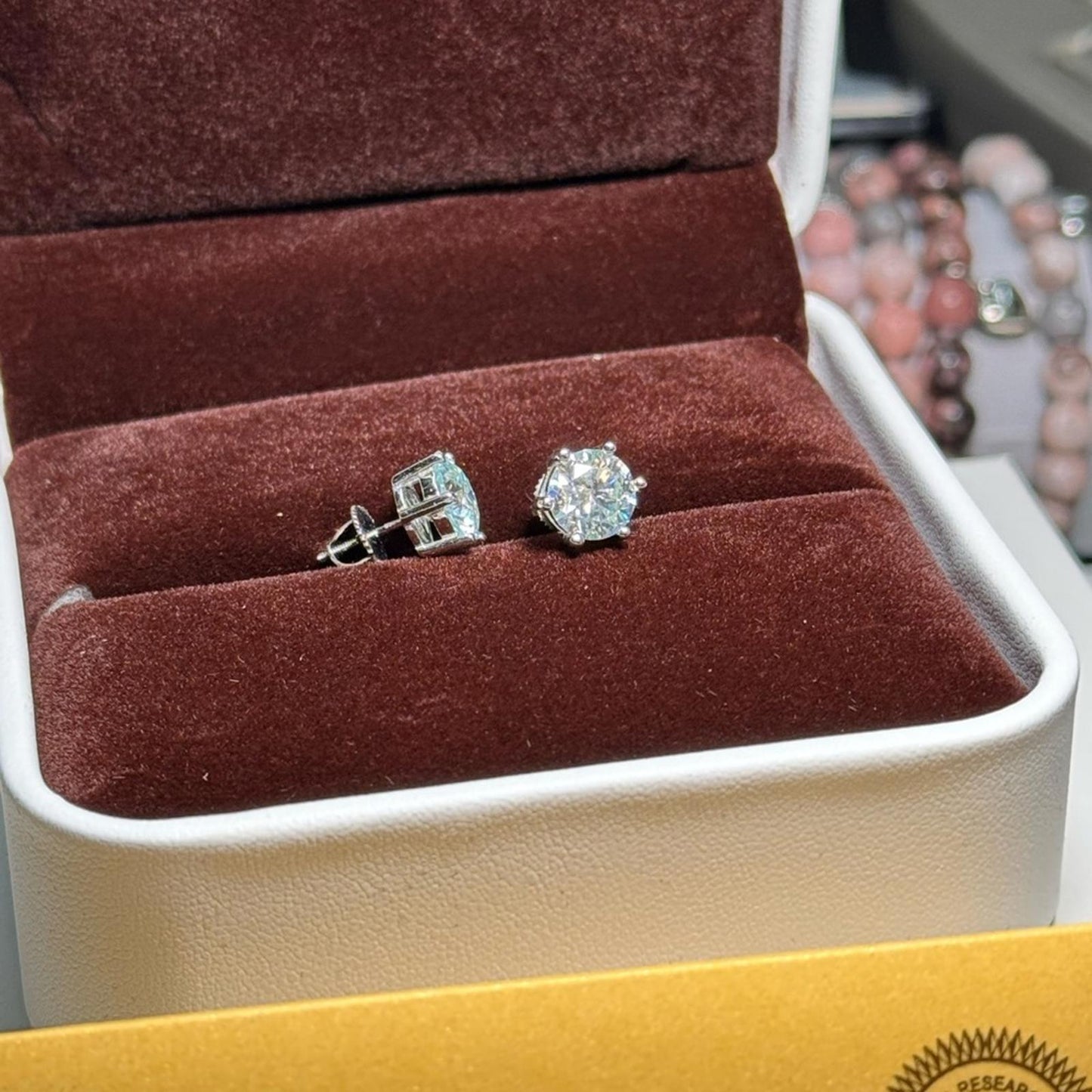 4.00 carat Moissanite 925 Sterling Silver Stud Earrings with Screw Backs