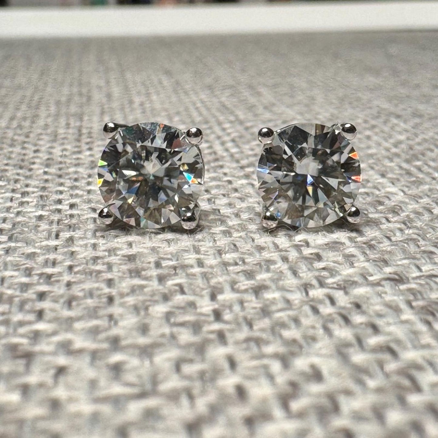 3.00 carat Moissanite 925 Sterling Silver Stud Earrings with Screw Backs