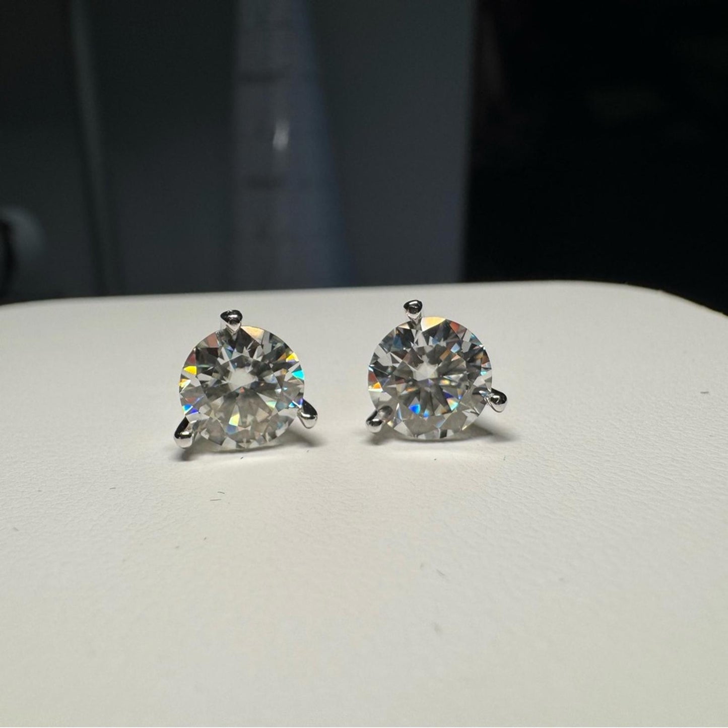 3.00 carat Moissanite 925 Sterling Silver Stud Earrings with Screw Backs