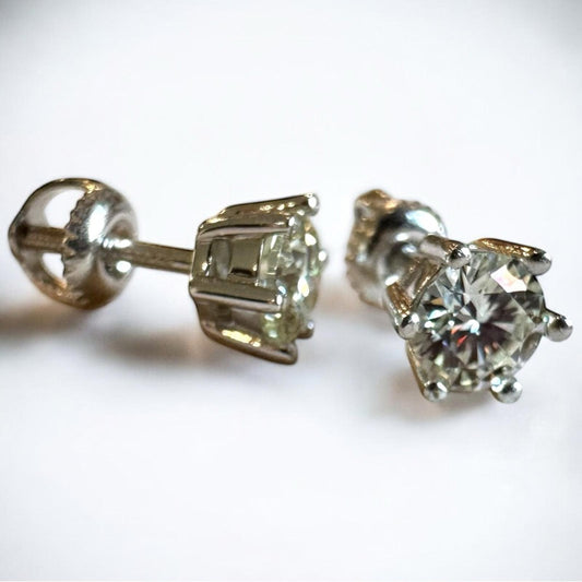1.00 carat Moissanite 925 Sterling Silver 5mm Stud Earrings with Screw Backs