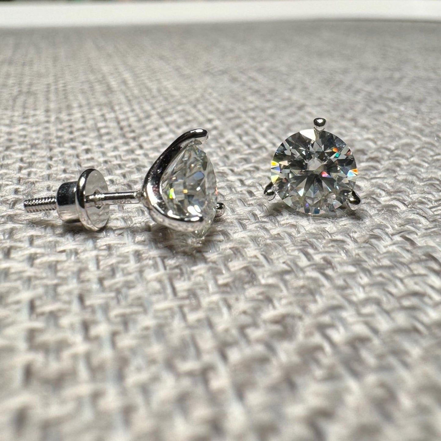 2.00 carat Moissanite 925 Sterling Silver Stud Earrings with Screw Backs