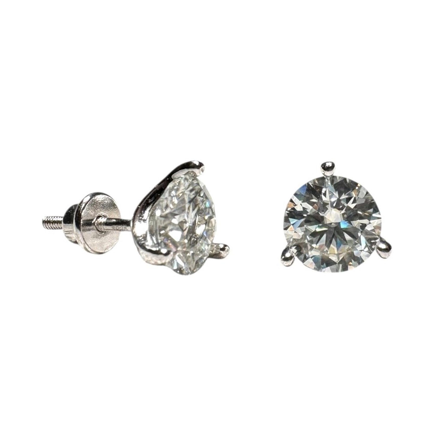 2.00 carat Moissanite 925 Sterling Silver Stud Earrings with Screw Backs