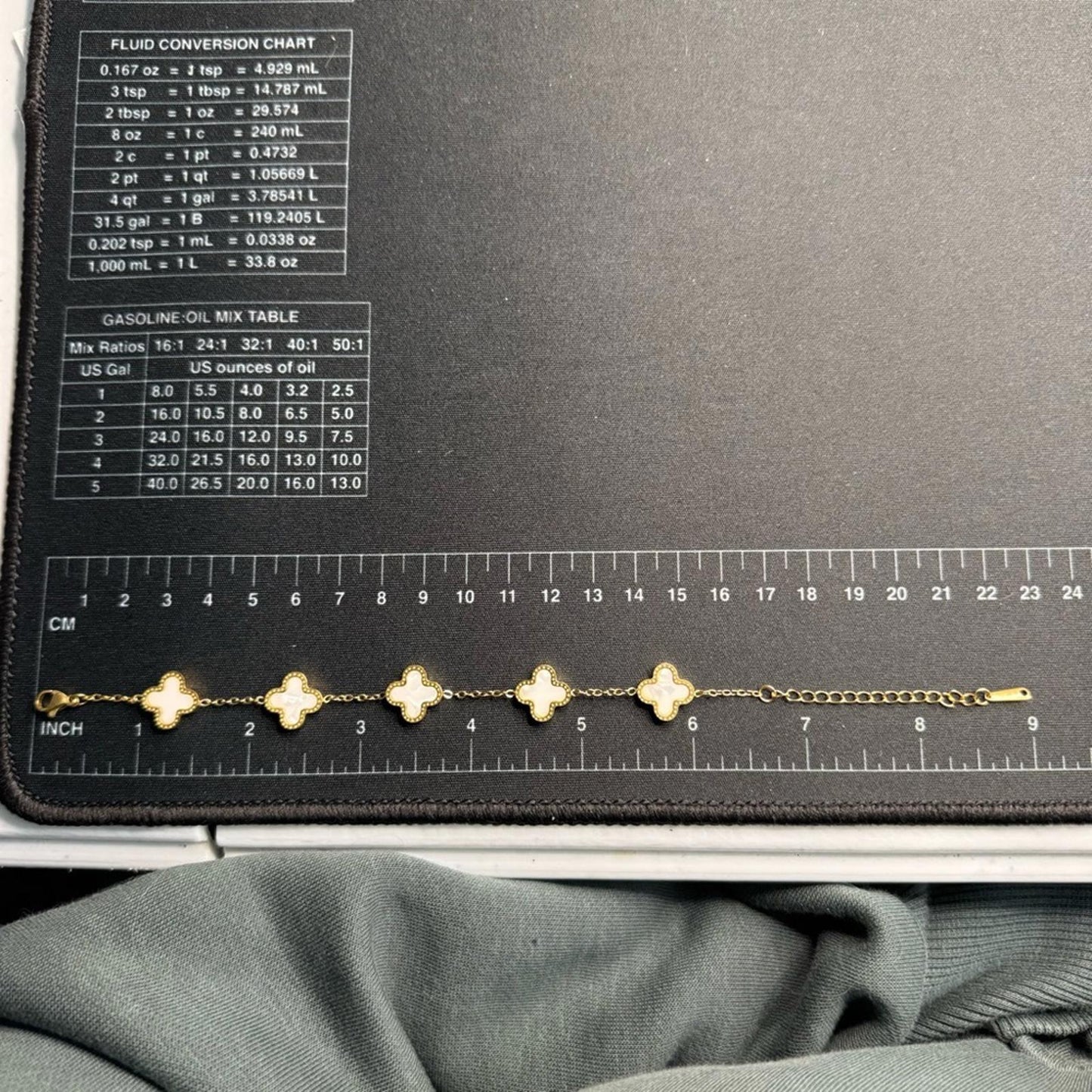 Gold Stainless Steel Reversible Clover Bracelet - Black or White