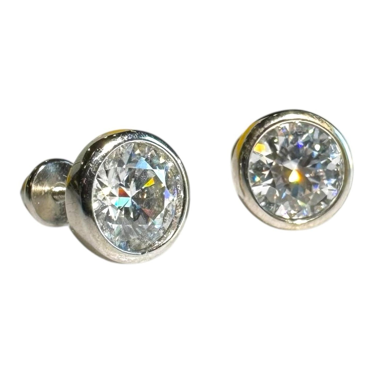 1.60 carat Moissanite 925 Sterling Silver Stud Earrings with Screw Backs
