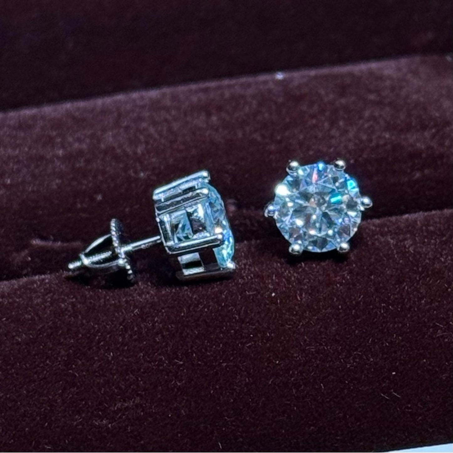 4.00 carat Moissanite 925 Sterling Silver Stud Earrings with Screw Backs