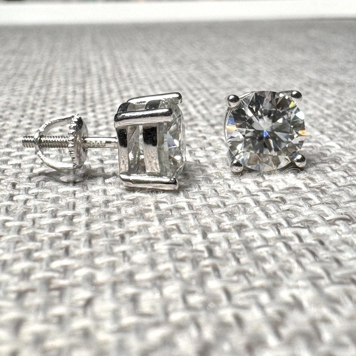 3.00 carat Moissanite 925 Sterling Silver Stud Earrings with Screw Backs