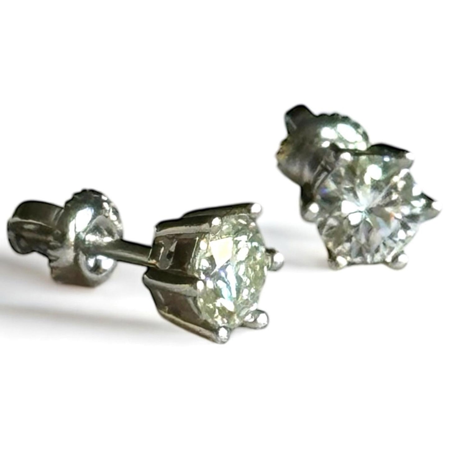 1.00 carat Moissanite 925 Sterling Silver 5mm Stud Earrings with Screw Backs