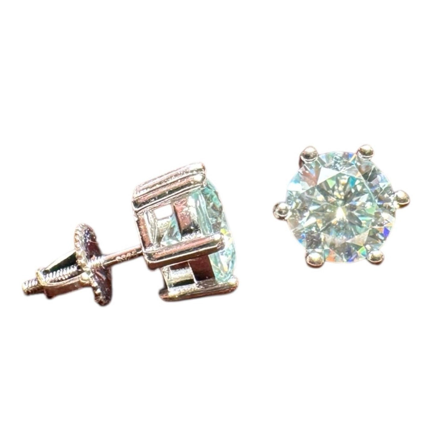 4.00 carat Moissanite 925 Sterling Silver Stud Earrings with Screw Backs