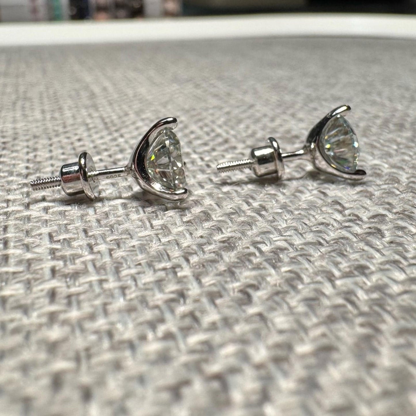 2.00 carat Moissanite 925 Sterling Silver Stud Earrings with Screw Backs