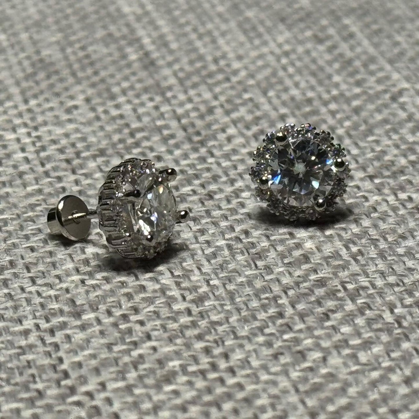 2.00 carat Moissanite 925 Sterling Silver Halo Floral Studs Earrings with Screw Backs