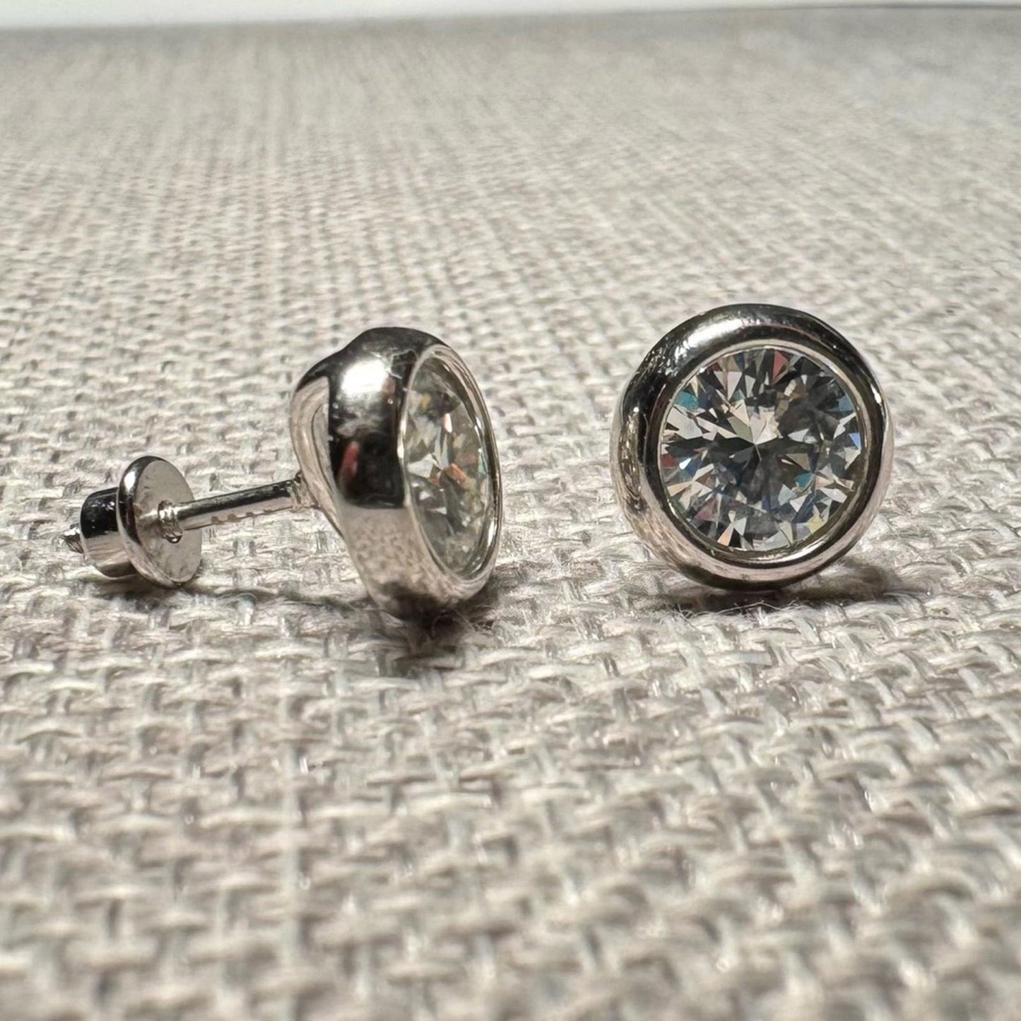 2.00 carat Moissanite 925 Sterling Silver Stud Earrings with Screw Backs