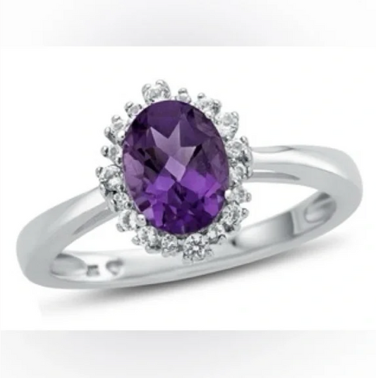 10k White Gold Amethyst Ring