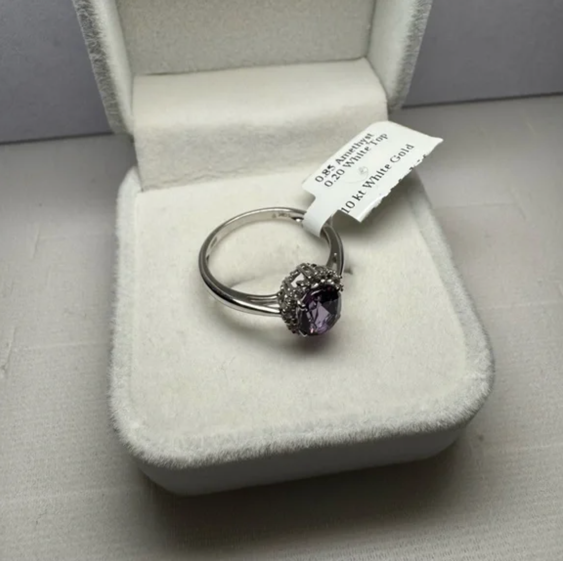 10k White Gold Amethyst Ring