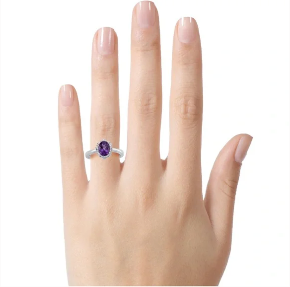 10k White Gold Amethyst Ring