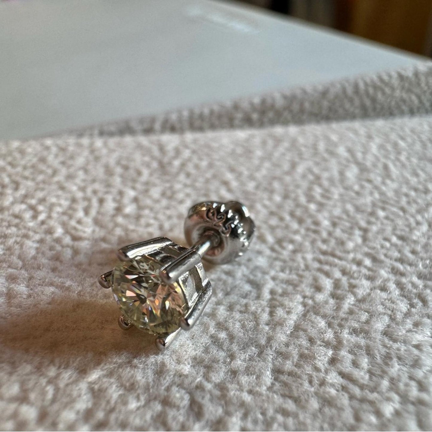 1.00 carat Moissanite 925 Sterling Silver 5mm Stud Earrings with Screw Backs