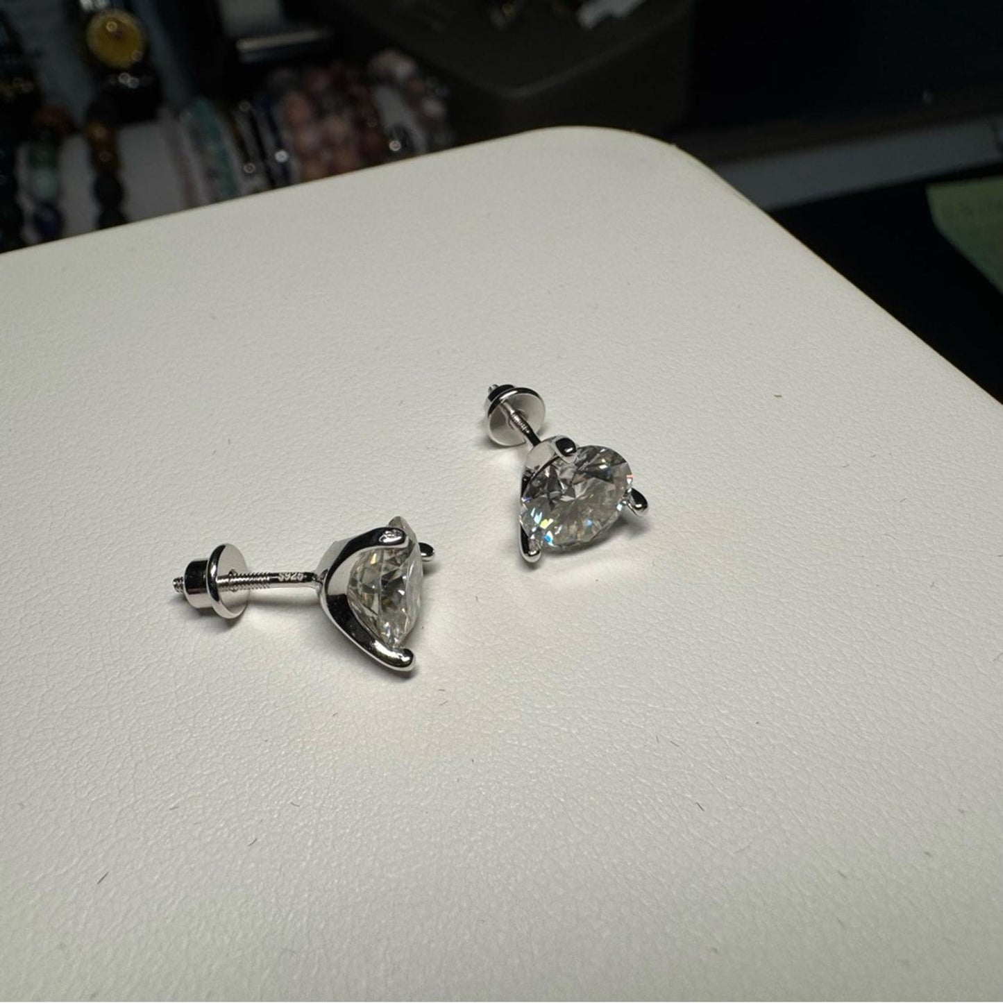 3.00 carat Moissanite 925 Sterling Silver Stud Earrings with Screw Backs