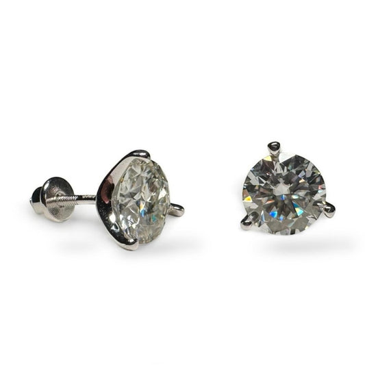 3.00 carat Moissanite 925 Sterling Silver Stud Earrings with Screw Backs