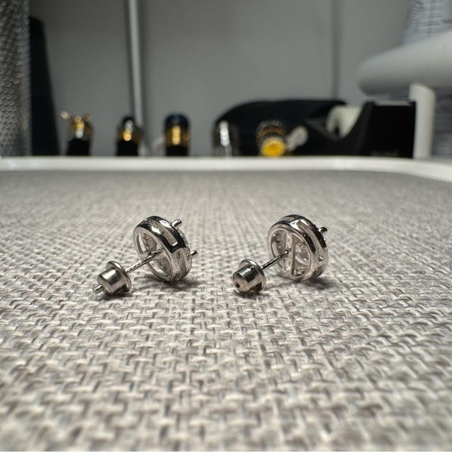 2.00 carat Moissanites 925 Sterling Silver Stud Earrings Halo Rounds with Screw Backs