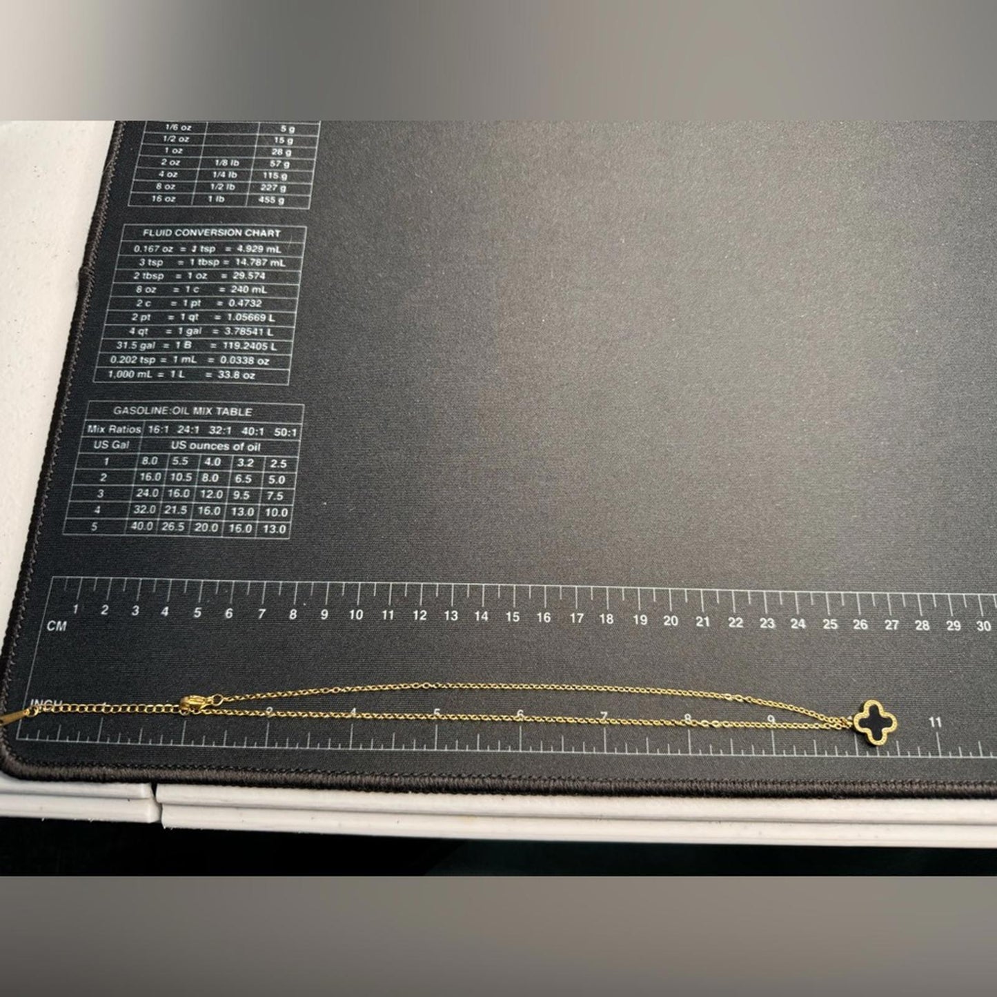 Gold Stainless Steel Reversible Clover Necklace - Black or White