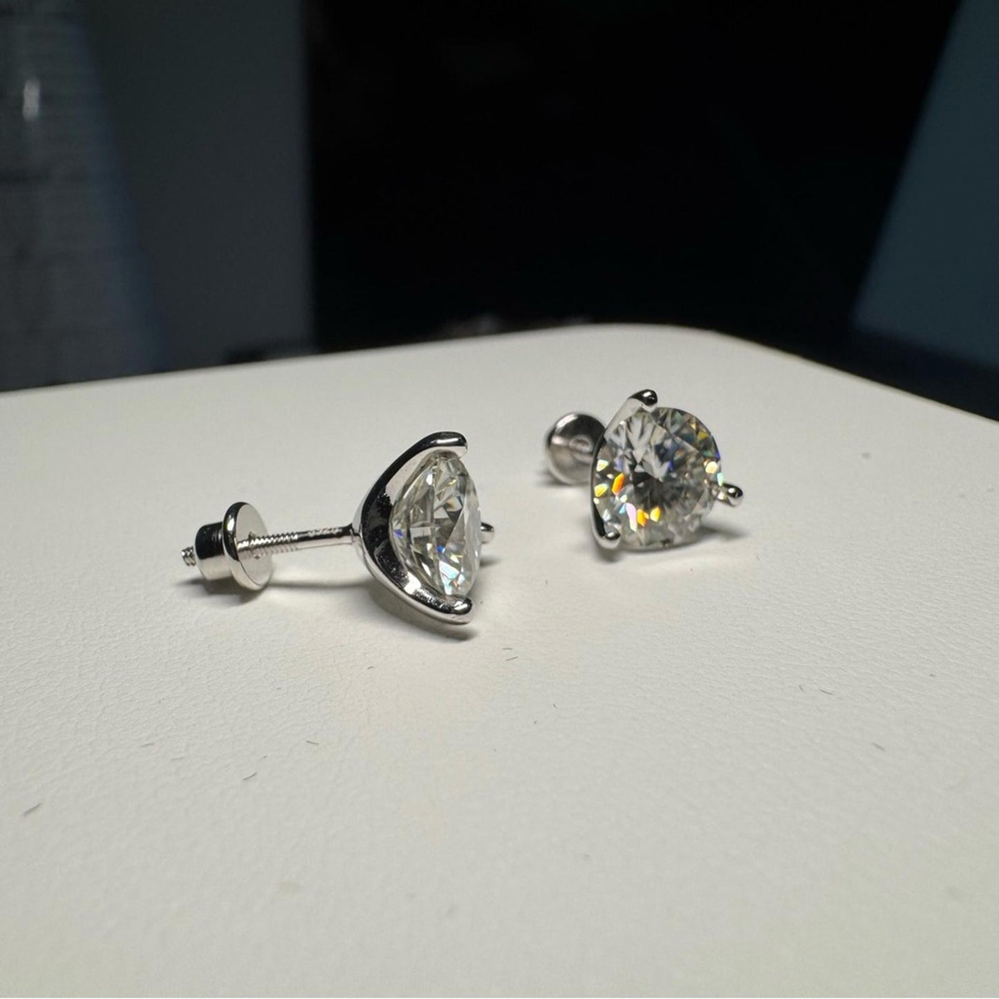 3.00 carat Moissanite 925 Sterling Silver Stud Earrings with Screw Backs