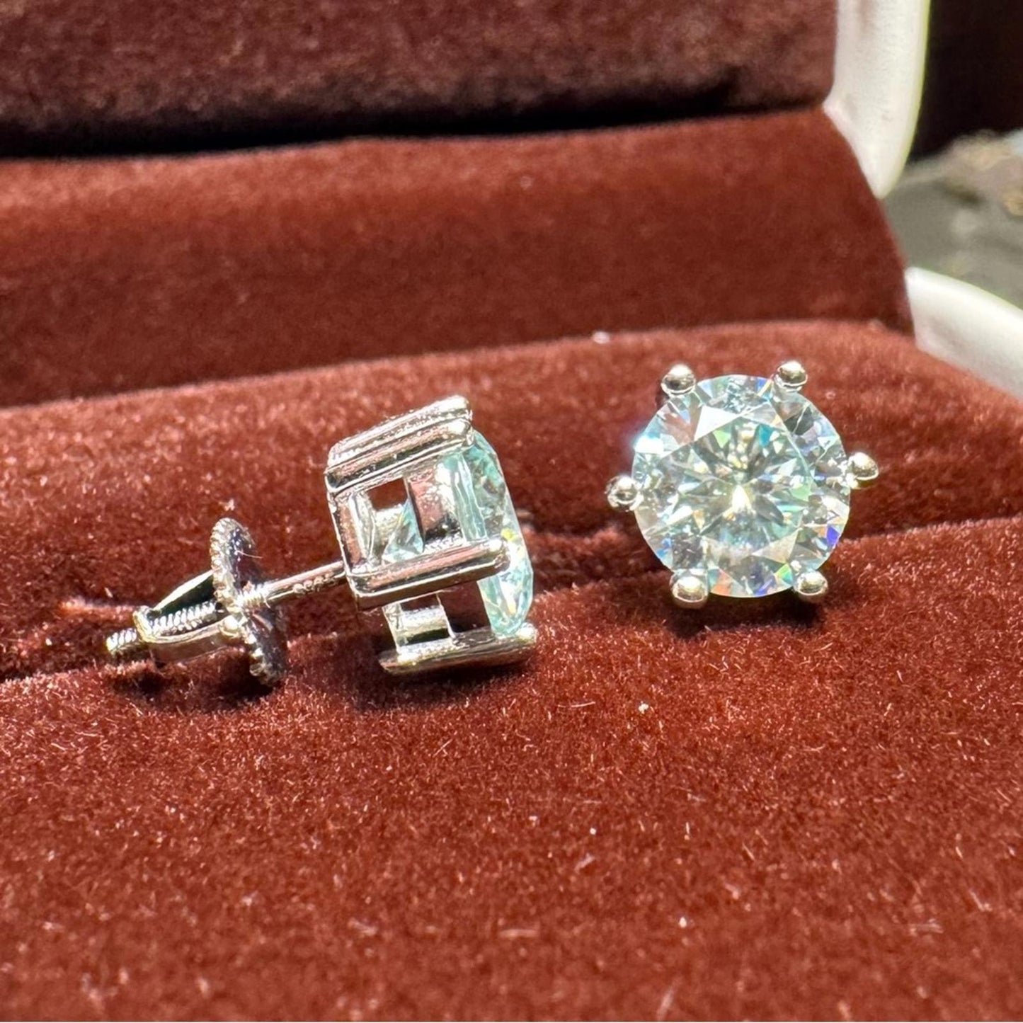 4.00 carat Moissanite 925 Sterling Silver Stud Earrings with Screw Backs