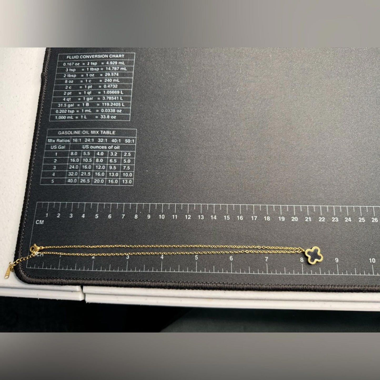 Gold Stainless Steel Reversible Clover Necklace - Black or White